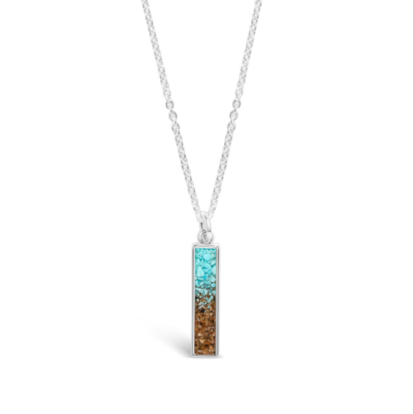 Explorer Bar Gradient Necklace - Silver - Turquoise and Hatteras 