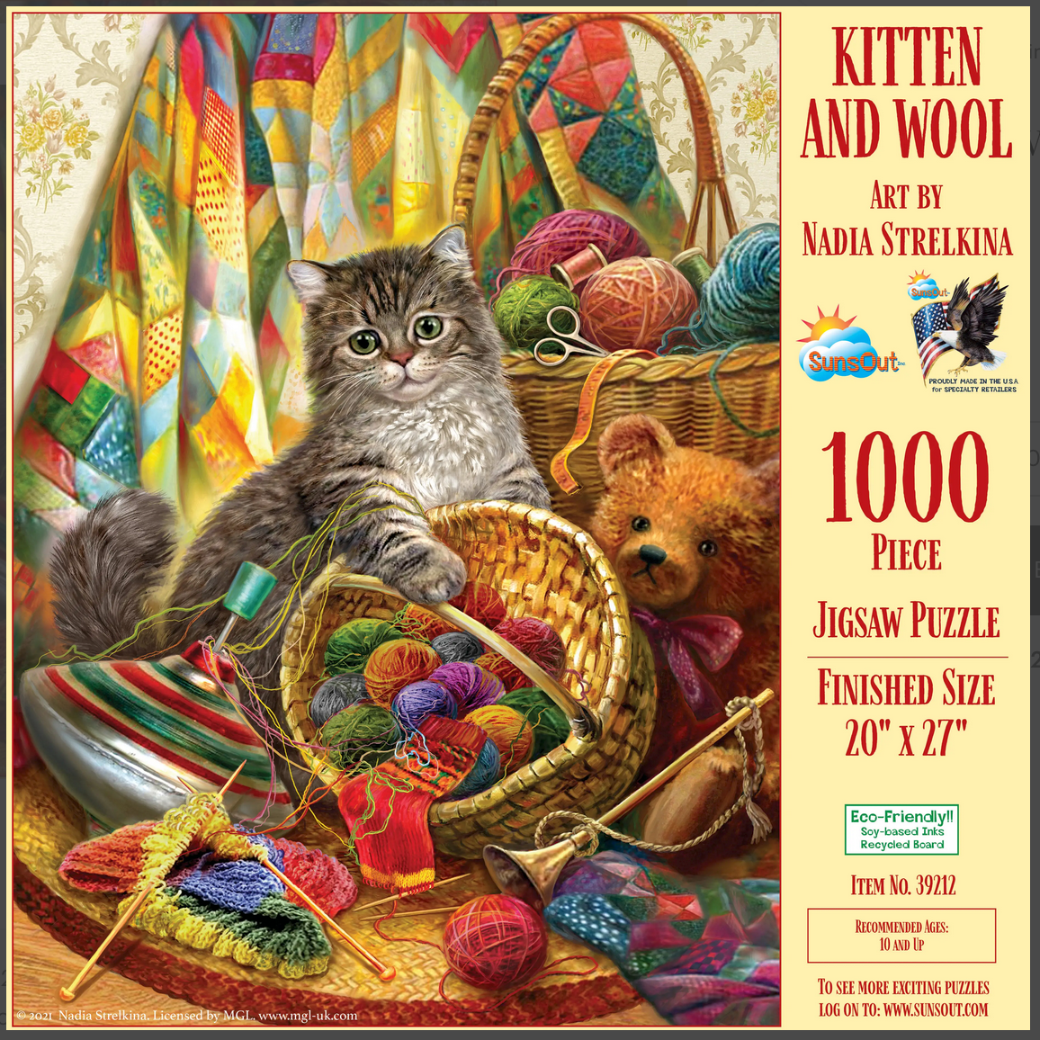 Kitten and Wool 1000 Piece Jigsaw Puzzle made in USA  Blue Pelican Outer  Banks Shopping Cape Hatteras, NC