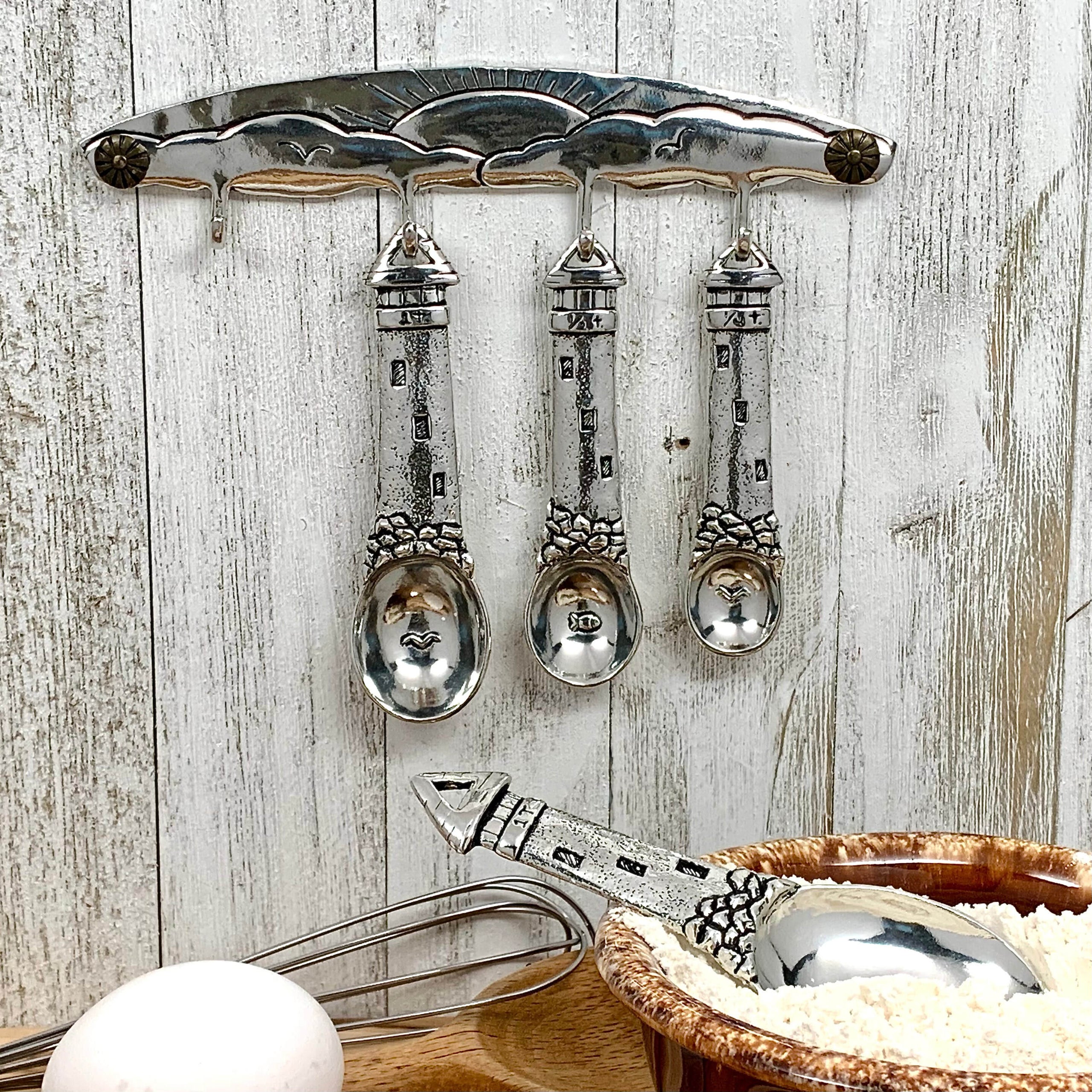 Lighthouse Measuring Spoons Set Pewter