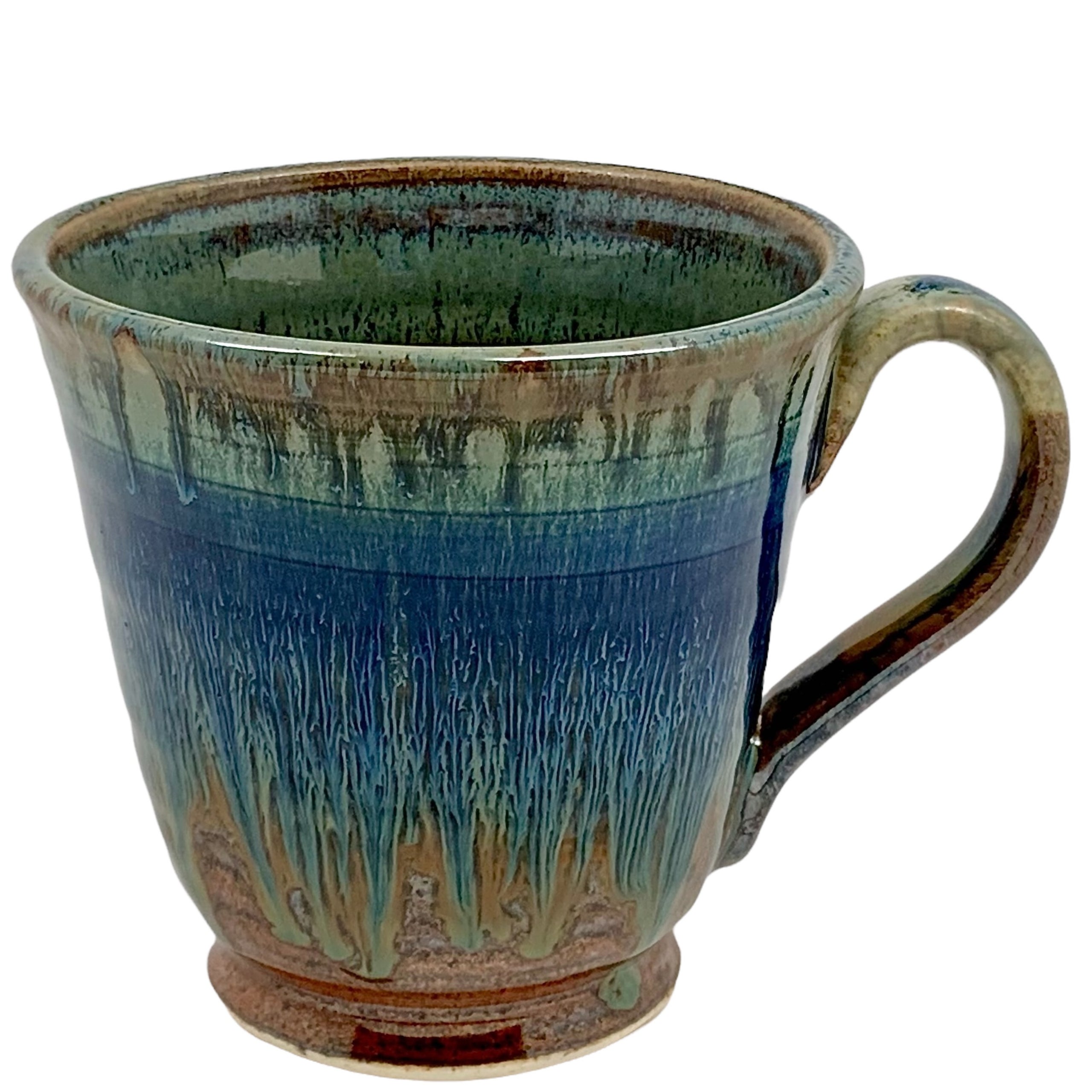 Blue Cappuccino Cup Hand Thrown Pottery Soup Mug Blue Hand Thrown Pottery  Soup Mug