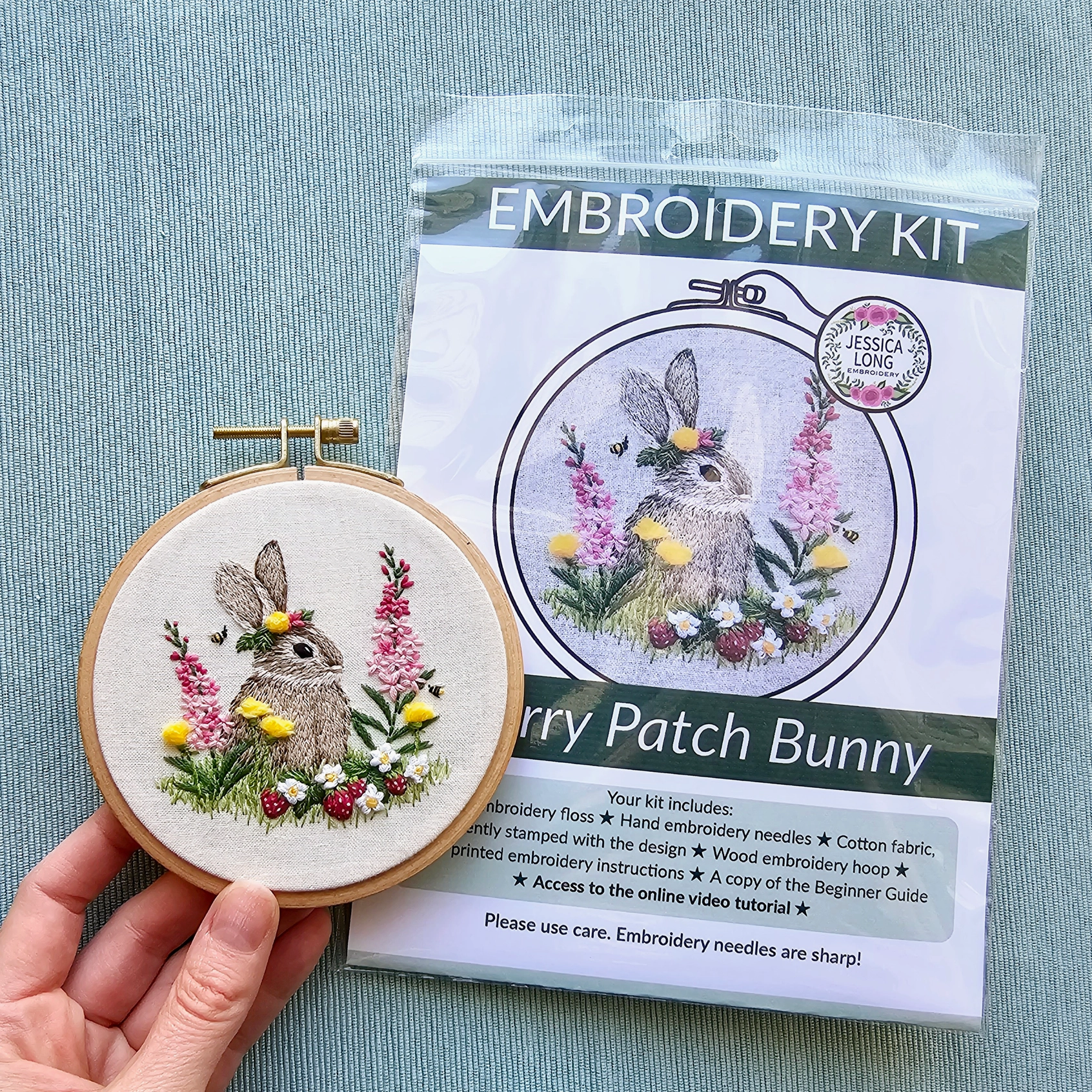 Berry Patch Bunny Embroidery Kit by Jessica Long